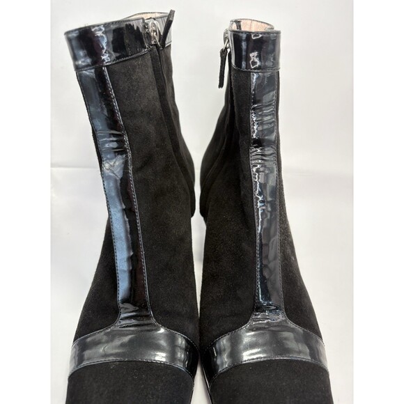 Celine Black Suede Ankle Boots w/ Patent Leather Details Y2K Sz EU 38.5C 8.5 - Picture 7 of 12